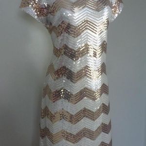 White House/ Black Market White and Gold Dress
